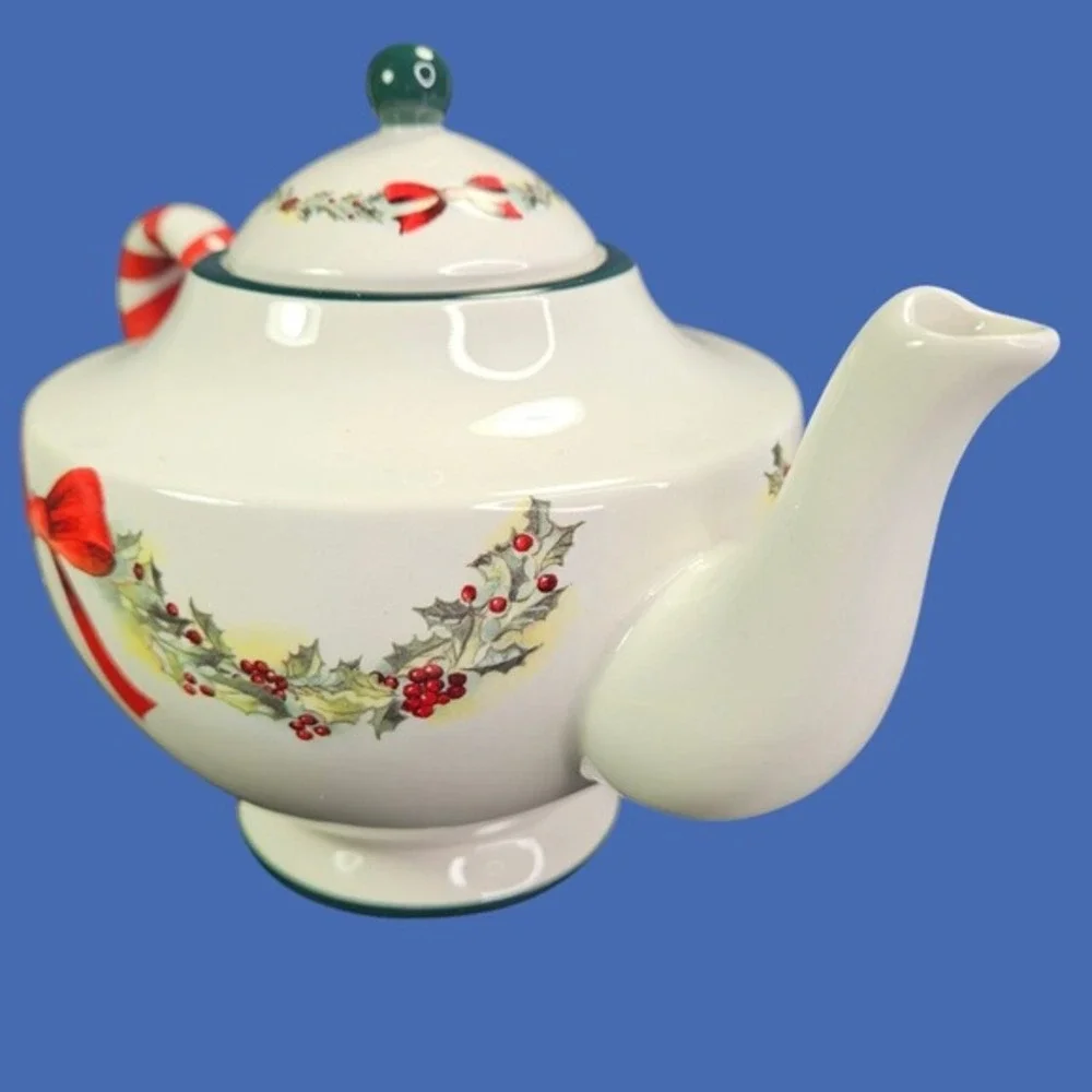Sandy Lynam Clough Teapot Christmas Windows Of The Heart Tea Pot With Lid Floral